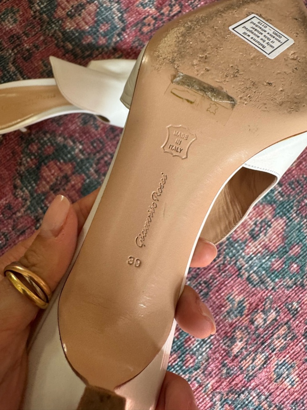 Gianvito Rossi White Pointed Leather Mule Heels - Picture 4 of 4